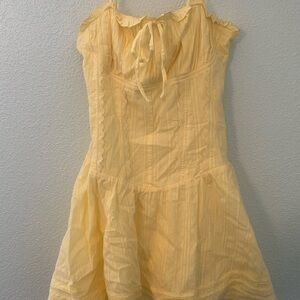 fab'rik Light Yellow Textured Dress